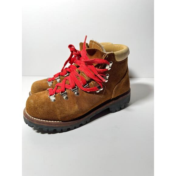 Vintage 70s Mont Blanc Hiking Boots‎ Leather Sherpa Lined Vibram Men 7B/Women 9 main image 12